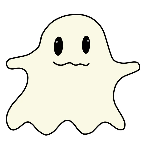 Ett Litet Vitt Spöke Ligger Vit Bakgrund — Stockfoto