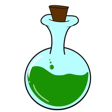 Cadılar Bayramı 'nda beyaz arka plana yerleştirilen cadı zehri şişesi.