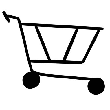 Alışveriş merkezindeki alışveriş arabası beyaz arka plana yerleştirilmiş.