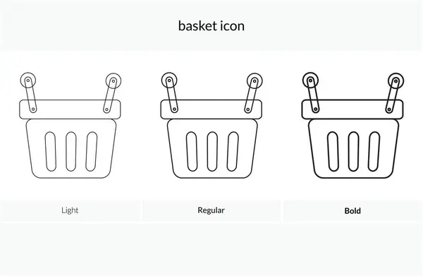Basket Icon Light Regular Bold Style Design Isolated White Background — Stock Vector