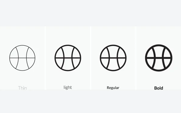 Ikonen Basketplanen Tunn Ljus Regelbunden Och Fet Stil Design Isolerad — Stock vektor