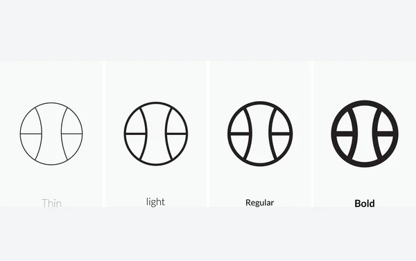 Basket Domstol Ikon Tunn Ljus Regelbunden Och Fet Stil Design — Stock vektor