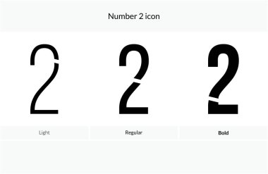 2 numaralı simge. Hafif, Düzenli ve Kalın stil tasarımı beyaz arkaplanda izole edildi