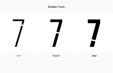 7 numaralı simge. Hafif, Düzenli ve Kalın stil tasarımı beyaz arkaplanda izole edildi