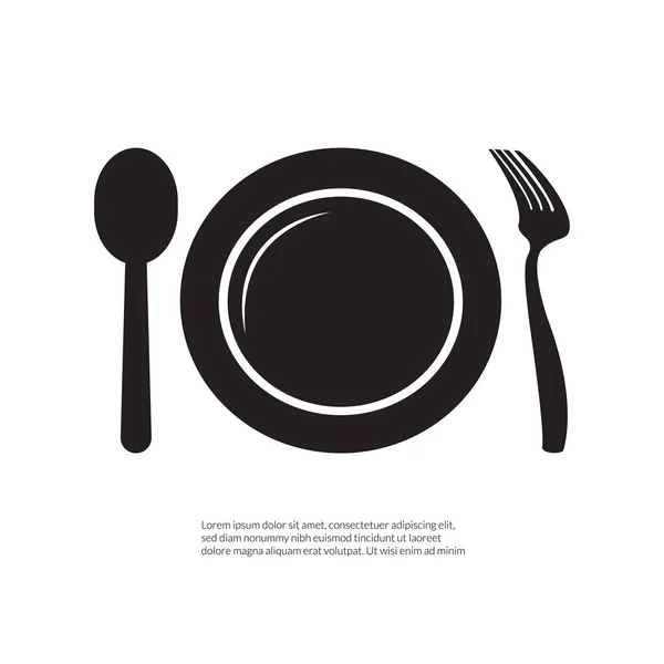 Placa Tenedor Cuchillo Icono Logotipo Aislado Sobre Fondo Blanco — Archivo Imágenes Vectoriales