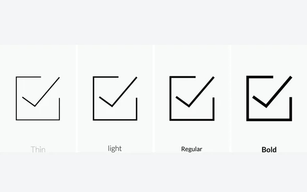 Check Box Icon Thin Light Regular Bold Style Design Isolated — Stock Vector