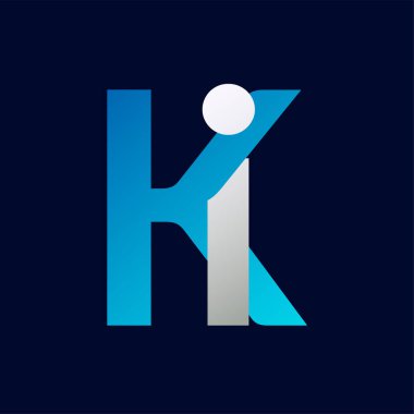 Ki Letter Logo Şablonu Çizim Tasarımı.