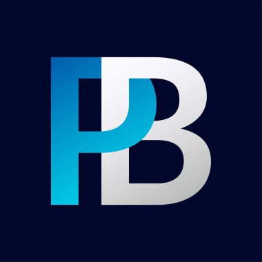 Çemberin içinde PB harfi renkli logo var. Vektör Logosu İllüstrasyonu.