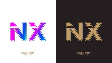 Nx harfi logo simgesi tasarım şablon elementleri