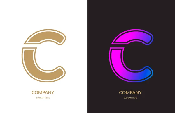 C harfi logo tasarım şablonu elementleri