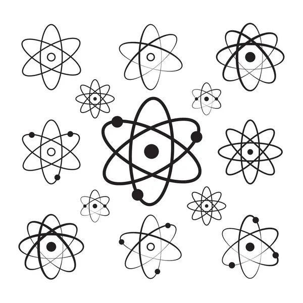 Ensemble Icônes Atome Style Plat Avec Fond — Image vectorielle
