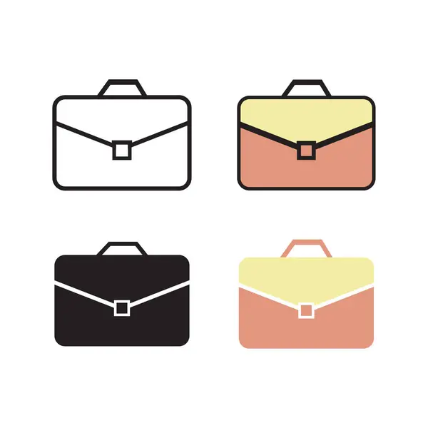 Briefcase Icon Set Trendy Flat Design — Stock Vector