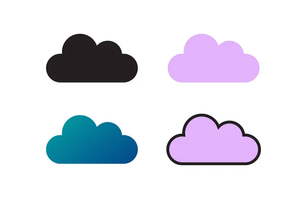 Conjunto Ícones Nuvem Plana Vetor Símbolo Ilustração — Vetor de Stock