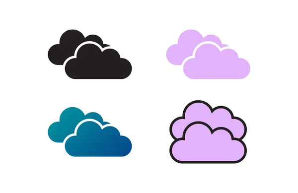 Cloud Icon Set Trendy Flat Design — Stock Vector