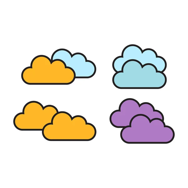 Cloud Icon Set Flat Style Background — Stock Vector