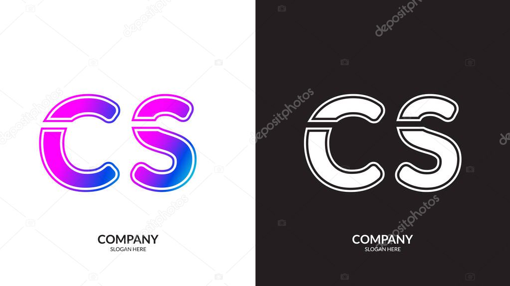 CS letter colorful logo in the circle. Vector design template elements for your application or corporate identity.