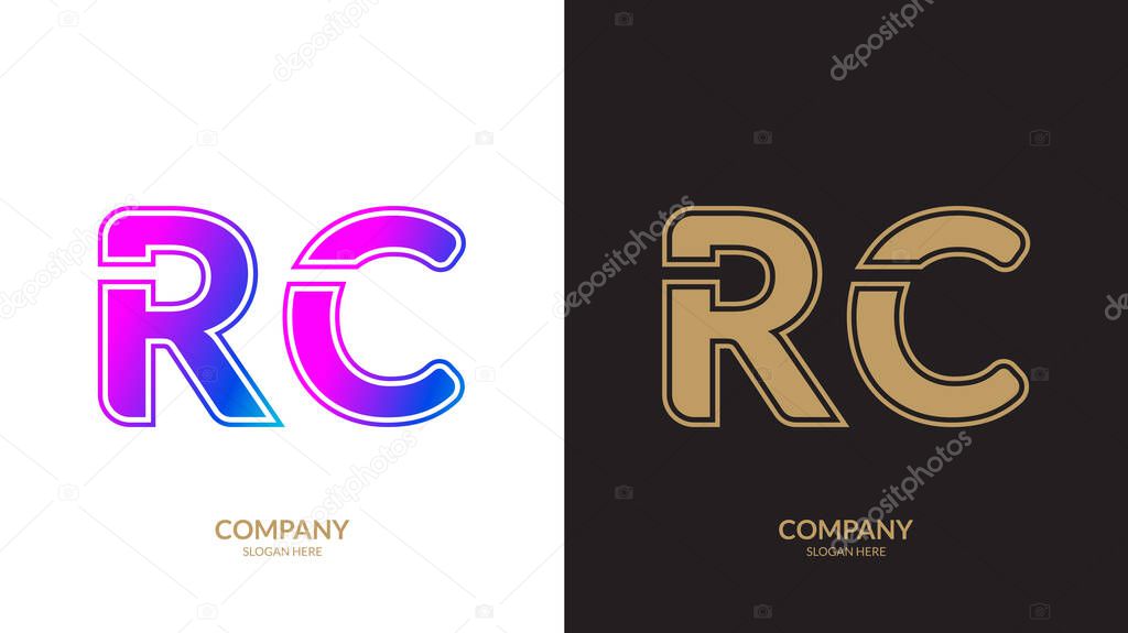 Vector logo for letter RC design template
