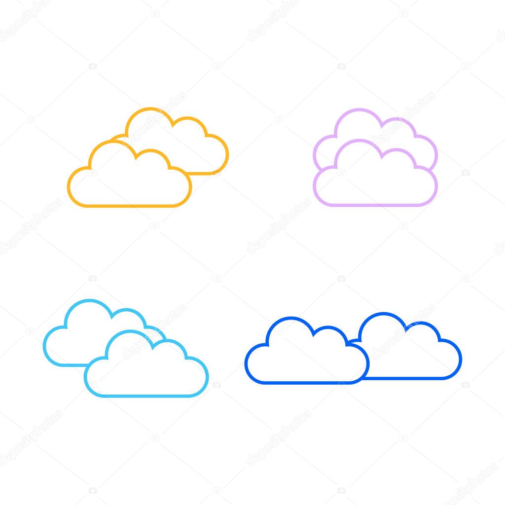 Flat cloud icon set symbol vector Illustration.