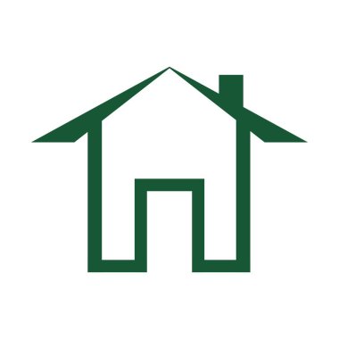 Düz ev logosu sembolü çizimi.