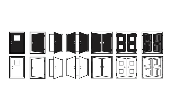 Icono Puerta Conjunto Ilustración Vector Plano — Archivo Imágenes Vectoriales