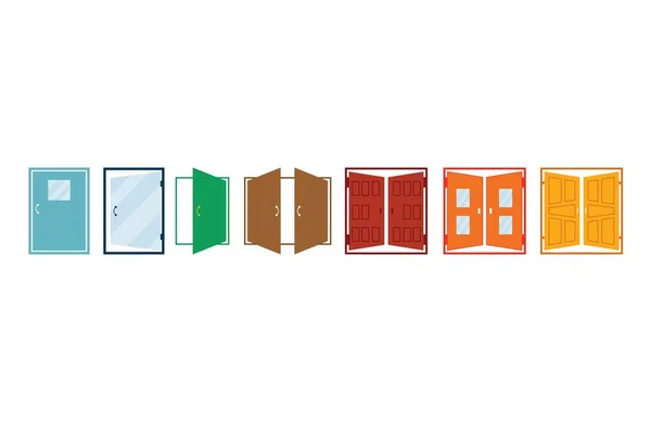 Icona Flat Door Set Simbolo Vettore Illustrazione — Vettoriale Stock