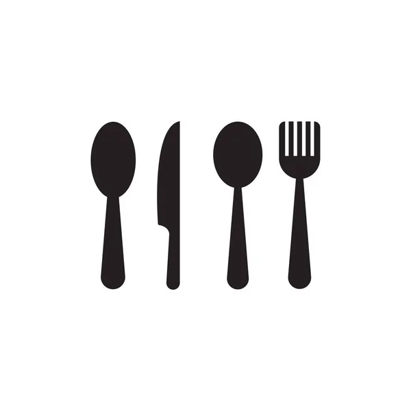 Cutlery Icon Flat Style Background — Stock Vector