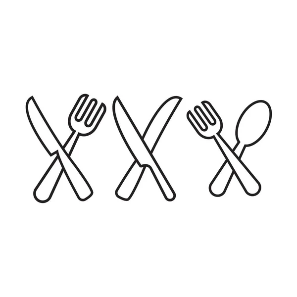 餐具图标 流行平面设计中的勺子 刀图标 — 图库矢量图片