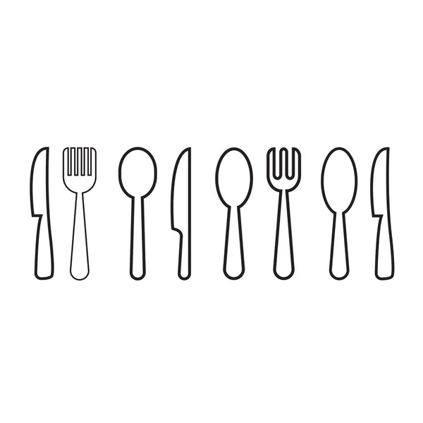 Flat Cutlery Icon Symbol Vector Illustration — Stock Vector