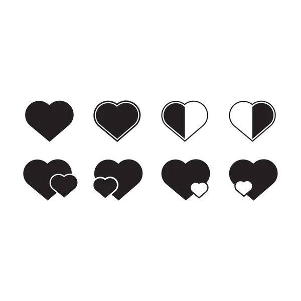 Flat Heart Icon Set Symbol Vector Illustration — Stock Vector