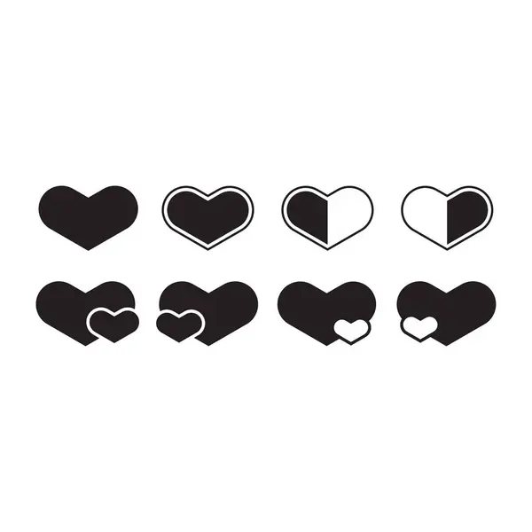 Flat Heart Icon Set Symbol Vector Illustration — Stock Vector