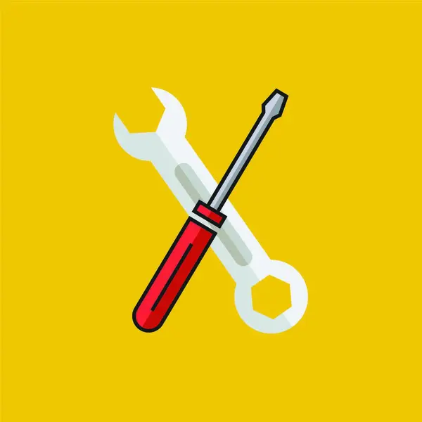 Flat Screw Driver Icon Symbol Vector Illustration — Stock Vector