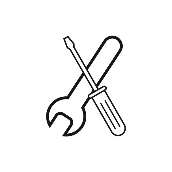 Flacher Schraubendreher Icon Set Symbolvektor Illustration — Stockvektor