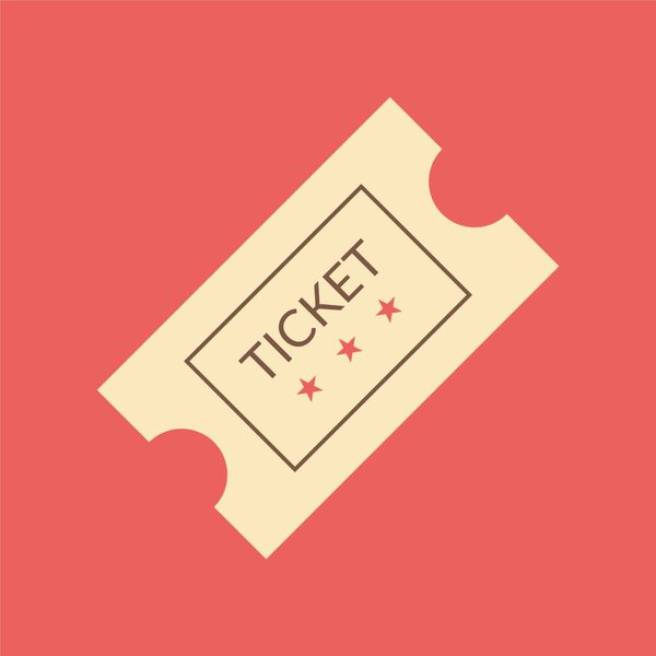 Ticket icon flat vector illustration.