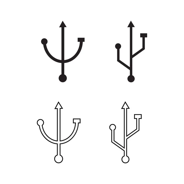 Icono Plano Usb Conjunto Símbolo Vector Ilustración — Vector de stock