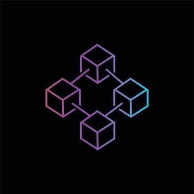 Düz blockchain simgesi vektör illüstrasyonu.