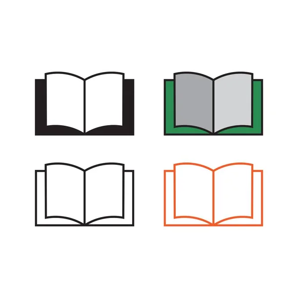 Platt Bok Ikon Set Symbol Vektor Illustration — Stock vektor