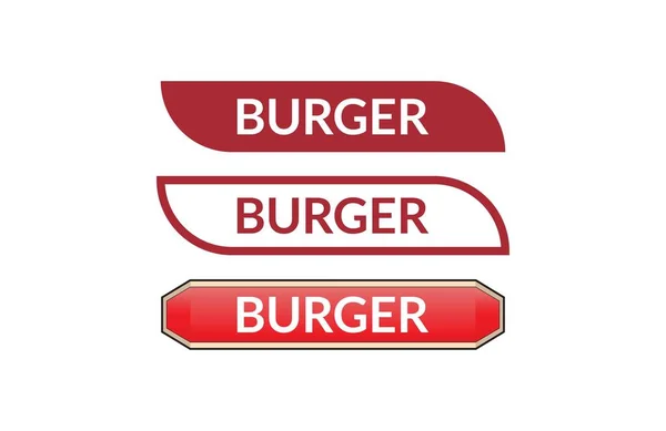 Burger Red Ribbon Label Banner Set Open Available Now Sign — Stock Vector