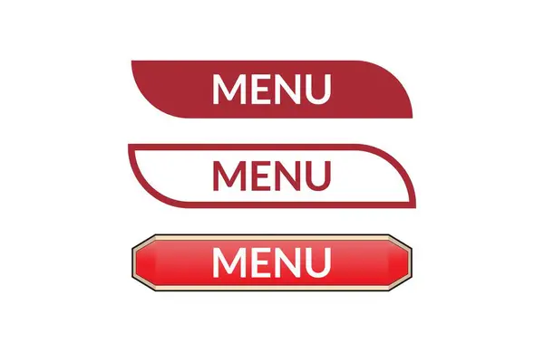 菜单红丝带标签横幅设置 打开现在的签名或菜单标签 — 图库矢量图片