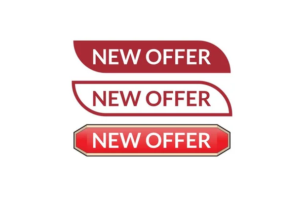 Nuova Offerta Set Banner Etichetta Nastro Rosso Apri Disponibile Ora — Vettoriale Stock