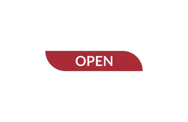 Відкрити Банер Етикетки Червоною Стрічкою Відкрити Доступний Зараз Знак Або — стоковий вектор