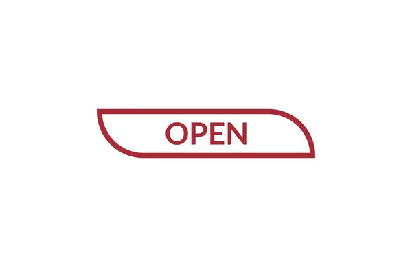 Відкрити Банер Етикетки Червоною Стрічкою Відкрити Доступний Зараз Знак Або — стоковий вектор