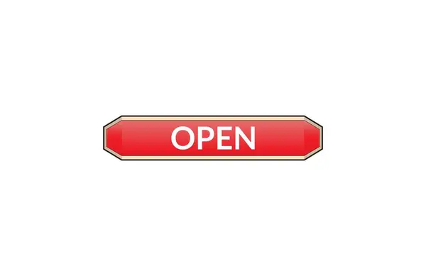 Apri Banner Con Etichetta Del Nastro Rosso Apri Disponibile Ora — Vettoriale Stock