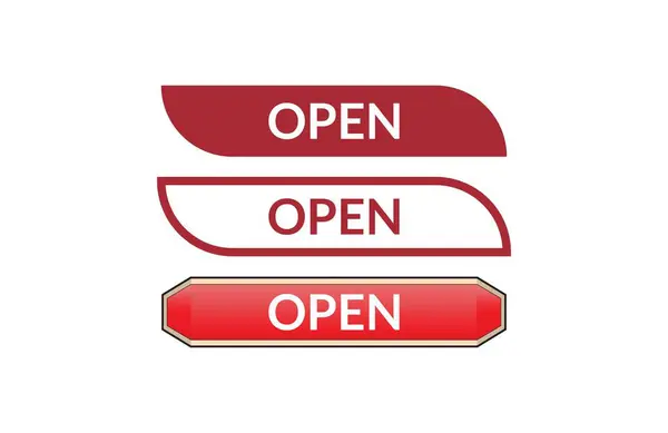 Otevřít Nápis Červenou Stuhou Otevřít Nyní Dostupný Podpis Nebo Otevřít — Stockový vektor