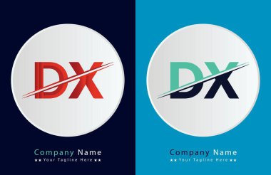 DX Harf logo tasarım vektör şablonu.