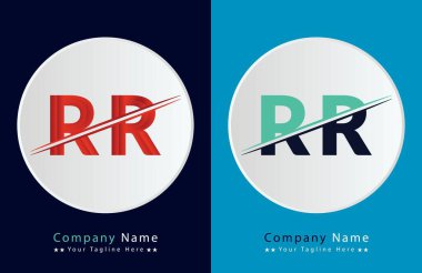 RR Harfi Logo Şablonu Çizim Tasarımı.