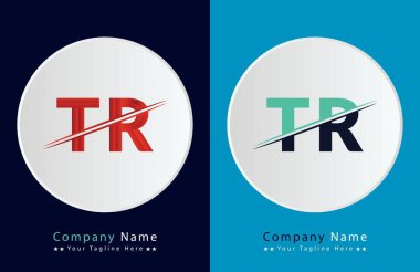 TR Harf Logo Şablonu Çizim Tasarımı.