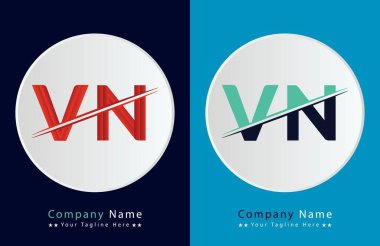 VN Harf Logo Şablonu Çizim Tasarımı.