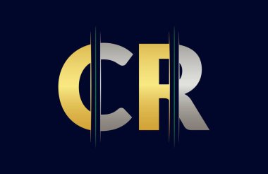 CR Harf Logo Şablonu Çizim Tasarımı.