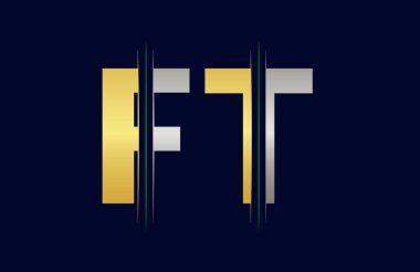 Çemberin içinde FT harfi renkli logo var. Vektör Logosu İllüstrasyonu.