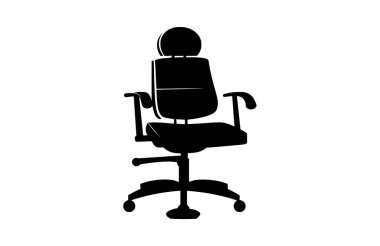 Düz Ofis koltuğu simgesi vektör illüstrasyonu.